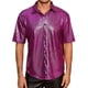 thumbnail image 1 of Camisas INSPIRE CHIC para hombres, de manga corta, con botones, para discotecas, promociones, brillantes, fiesta, camisa disco de los 70, 2XL, rojo rosa, 1 of 5