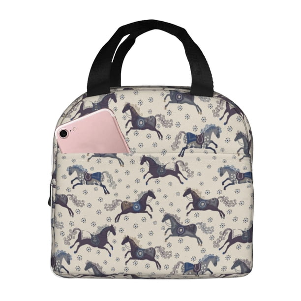 Easygdp Horse Bolsa Térmica Premium - Tela Oxford Impermeable, Gran Capacidad, Bolsillo Frontal, Unisex para Trabajo, Escuela, Actividades al Aire Libre y Picnics