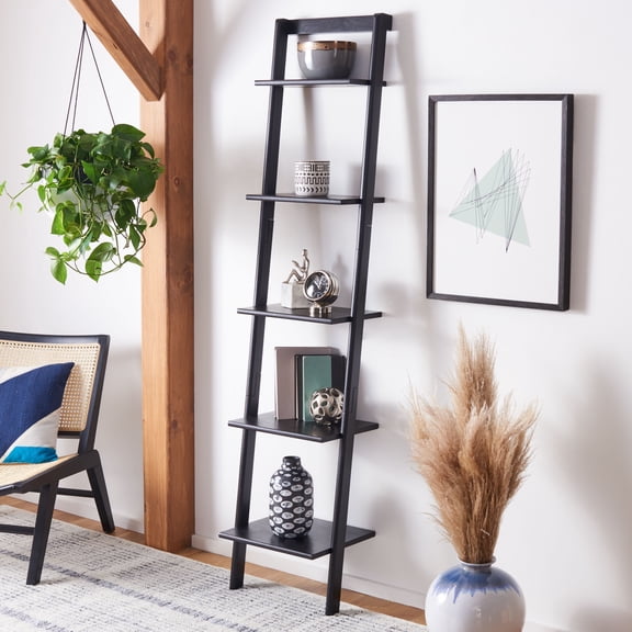 SAFAVIEH Allaire Modern Style 5 Tier Leaning Etagere, Black (16.9 in. W x 14 in. D x 76 in. H)
