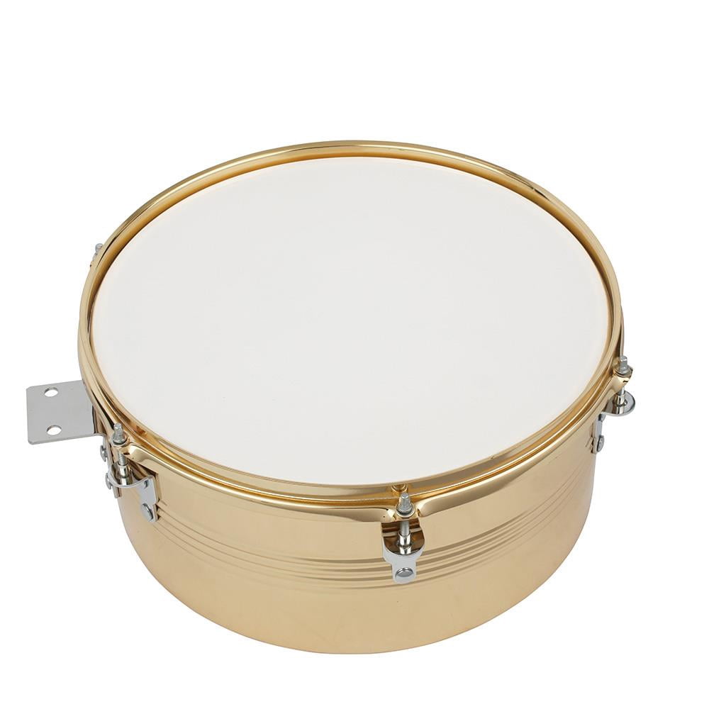 Glarry Percussion 13”&14” in Timbales Drum Set w/ Stand and Cowbell, Golden