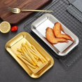 thumbnail image 2 of Dinner Plate 304 Stainless Steel Rectangular Plate Barbecue Plategold1pcs, 2 of 5