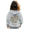thumbnail image 6 of EANJE Girls Sweatshirt Kids 10-12 Years Love Like Jesus Hoodie Long Sleeve Jesus Loves You Cute Graphic Hoodie Drawstring Preppy Pullover Pink Hoodies for Girls Gray 5-6Y, 6 of 6