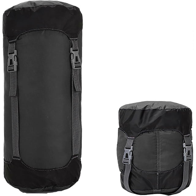 Sac de Compression pour Sac de Couchage, 30l Léger Imperméable Compact Sac de Rangement en Nylon, Sac de Compression de Voyage, Noir