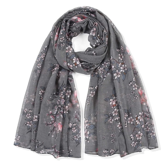 Duoif Lightweight Scarves, Women Scarf in Tie Paris Scarf Cape Printing Fashion Scarf Large Scarf for Women Grey