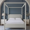 thumbnail image 2 of Meridian Furniture Salina Grey Linen Textured Fabric Upholstered Queen Bed, 2 of 11