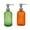 Orange , Green, variant on JOGGEIL 2Pcs Glass Soap Dispenser, 18Oz Refillable Hand Soap Dispenser with Rust Proof Stainless Steel Pump, Gem Pattern Design for Kitchen and Bathroom,White