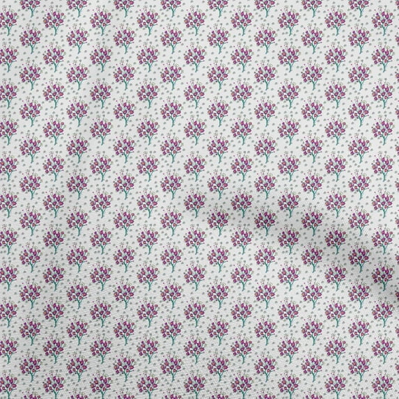 oneOone Cotton Poplin Twill White Fabric Floral Dress Material Fabric Print Fabric By The Yard 56 Inch Wide