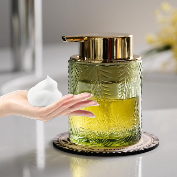 Dispensador de espuma de vidrio CICUFY para loción y jabón recargable, color dorado