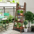 thumbnail image 2 of Fionafurn Wood 4-Tier Plant Shelf，Plant Ladder Corner Storage Shelves for adult Living Room ,Dark Brown, 2 of 8
