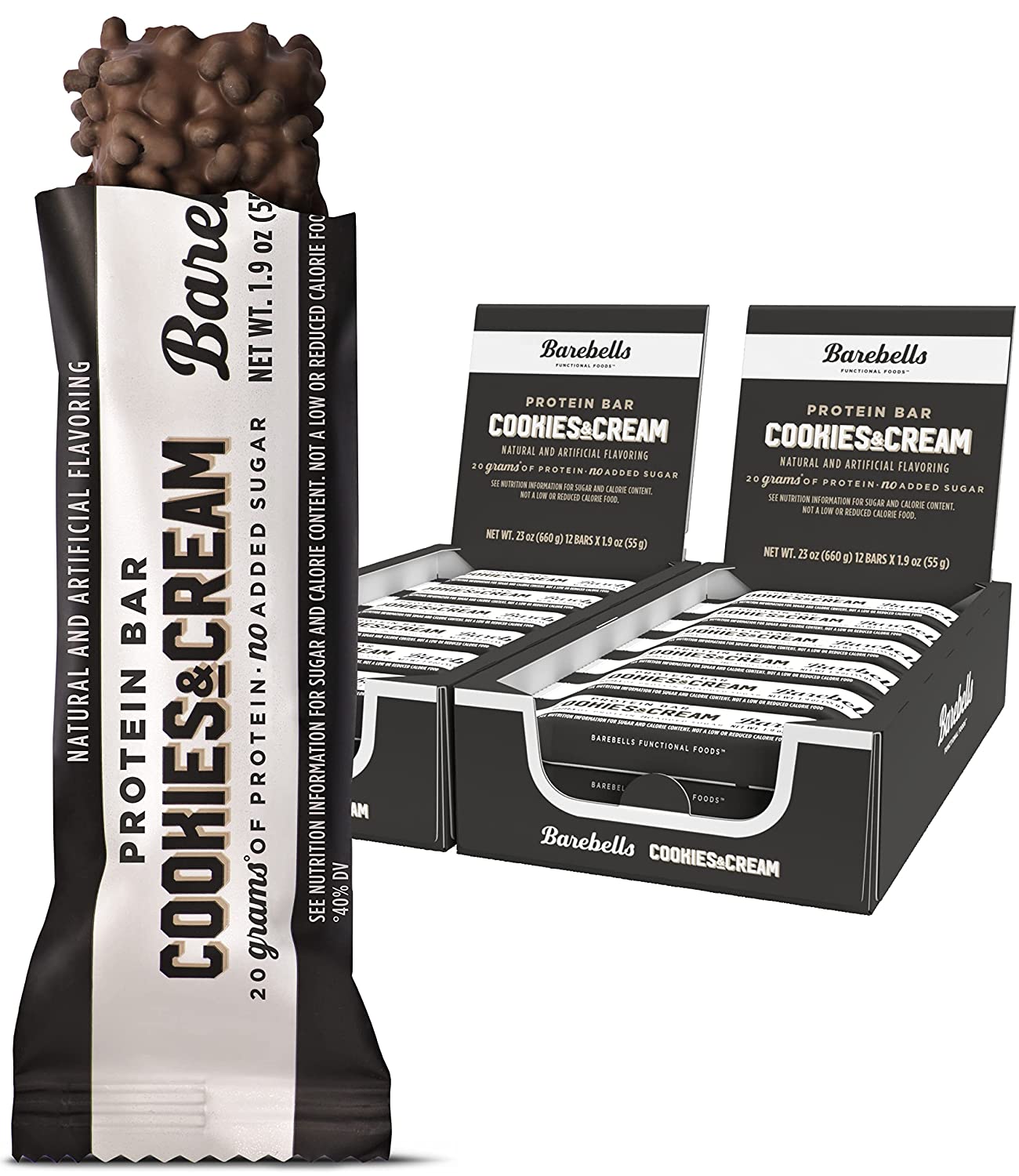 Barebells High Protein 20g Bars Cookies and Cream, 24 Bars, 2 Pack