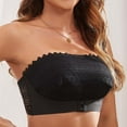 thumbnail image 2 of Bigersell Padded Lace Bandeau Bra Women Front Closure Strapless Push up Bra Wedding Tube Crop Tops Hook & Eye Closure Wireless Bralettes, B12-9, Black, L, 2 of 6