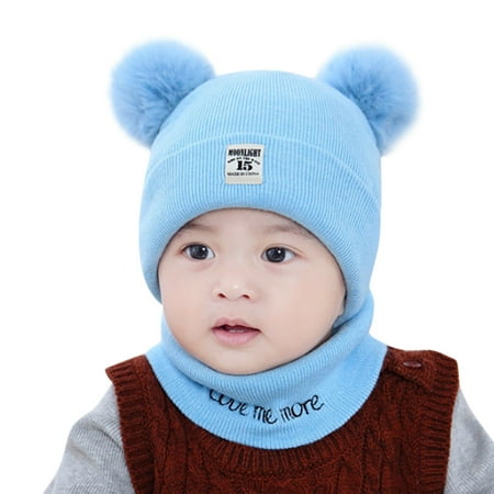

Kids Baby Boy Girl Pom Hat Winter Warm Knit Crochet Beanie Cap Scarf Set