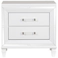thumbnail image 2 of Glamorous White Nightstand With 2 Drawers And Acrylic Bar Pulls For Bedroom Metallic Finish, 2 of 5