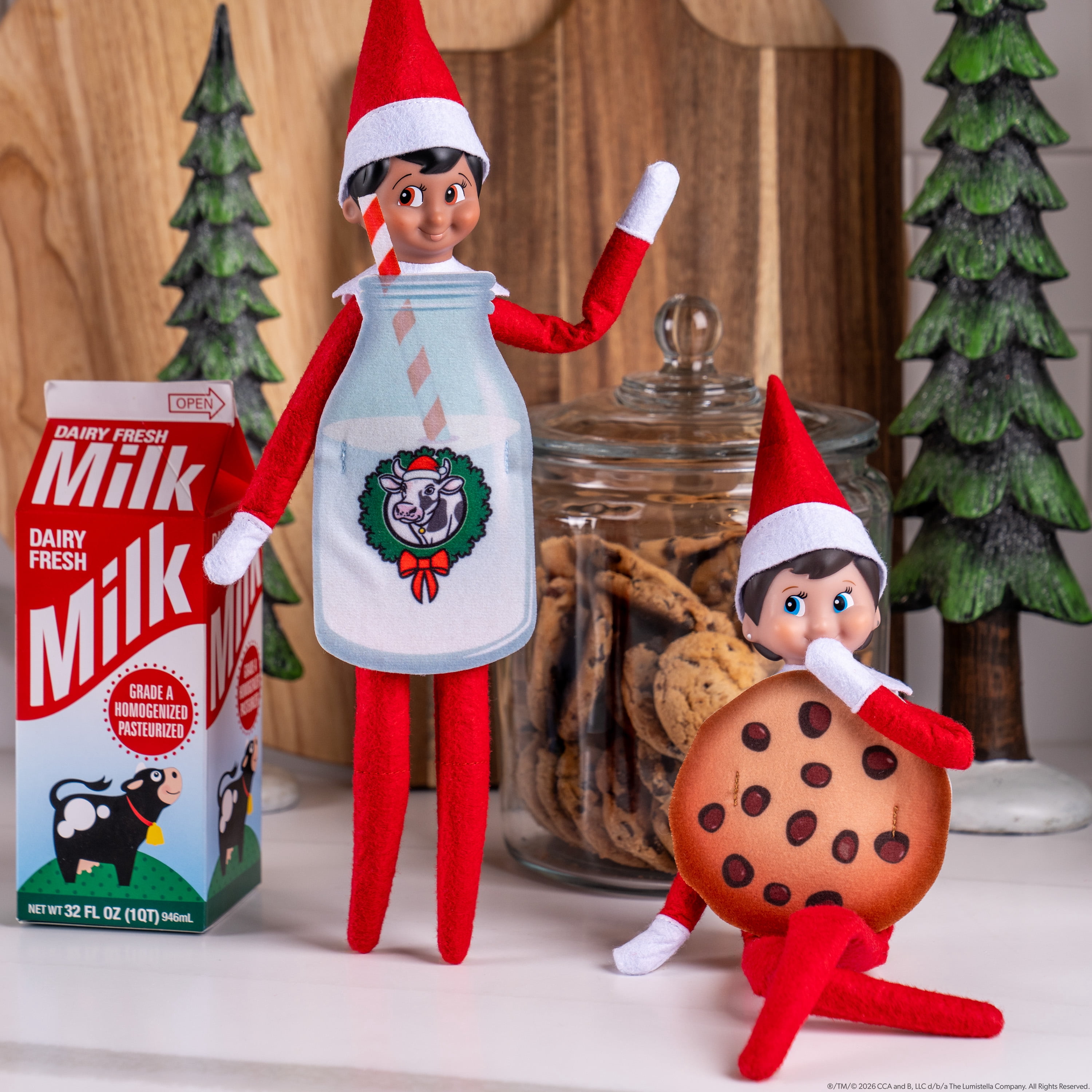 The Elf on the Shelf Claus Couture Bestie Bundle Milk and Cookies Costumes - Scout Elf Not Included