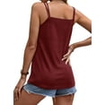 thumbnail image 5 of Xuanfei Women V Neck Solid Color Double Shouler Strap Sleeveless Tank Top, 5 of 7