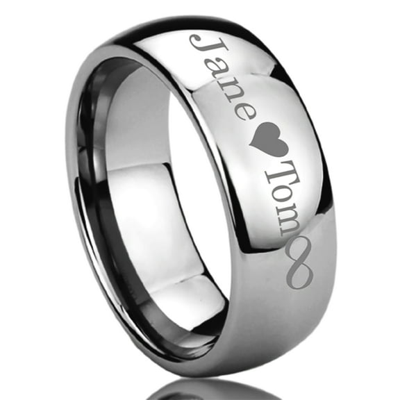 Free Engraving Men Women Personalized Outside Inside Engraving Tungsten Carbide Wedding Band Ring 8mm Domed Clasic Ring