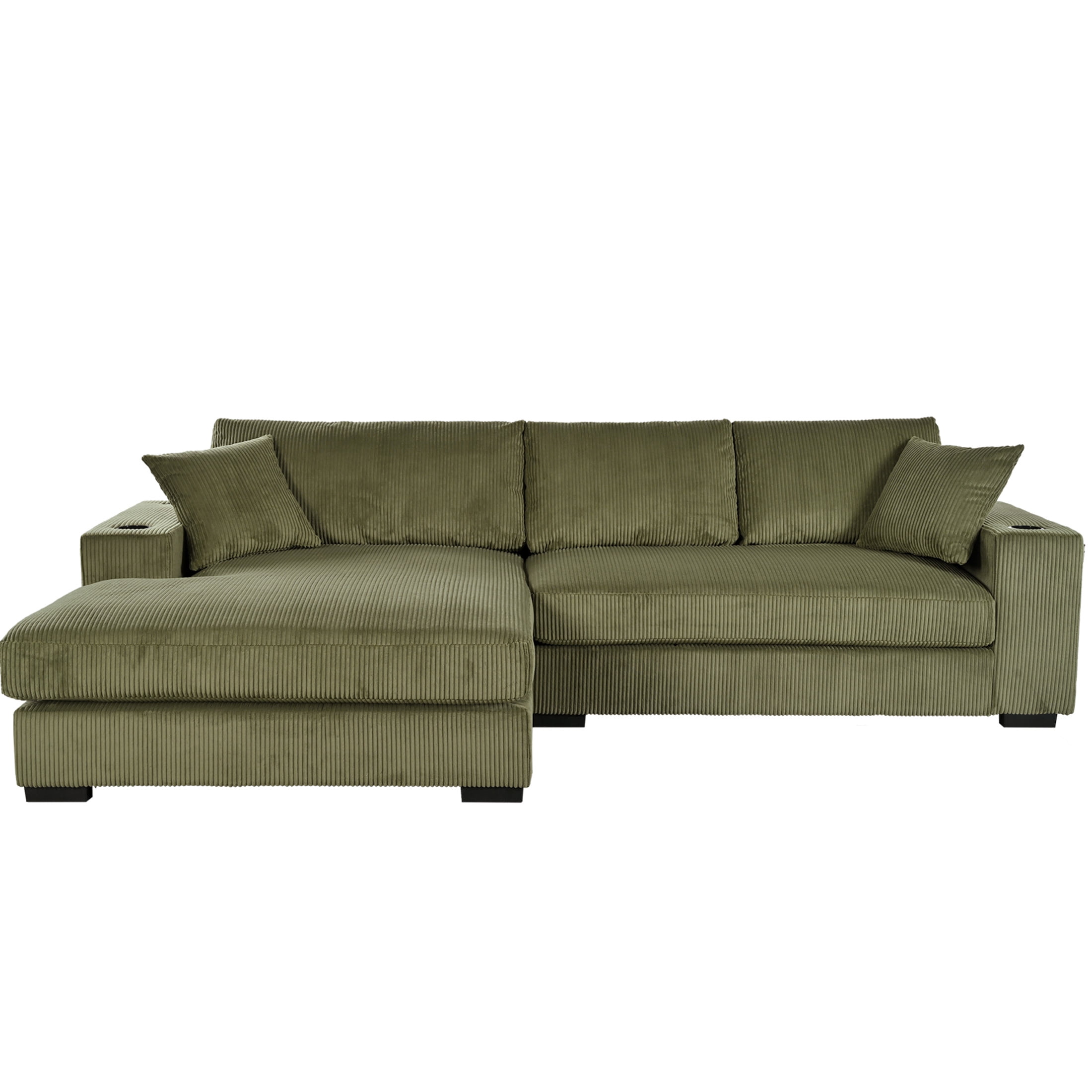 Christopher Knight Home Modern L-Shaped Sectional Sofa with Cup Holders & Charging Ports, Green