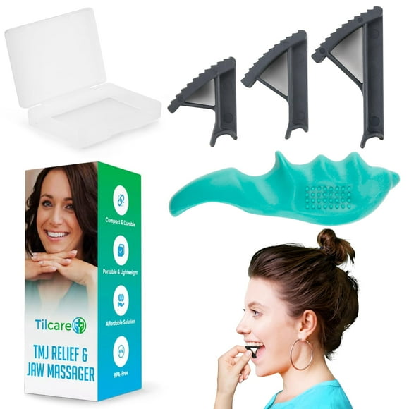 TMJ Relief and TMJ Massager Device by Tilcare - Best Relief for TMJ Pain, Jaw Pain, Bruxism, Teeth Grinding & Headaches - TMJ Relief Product comes with a Trigger Point Jaw Massager Too