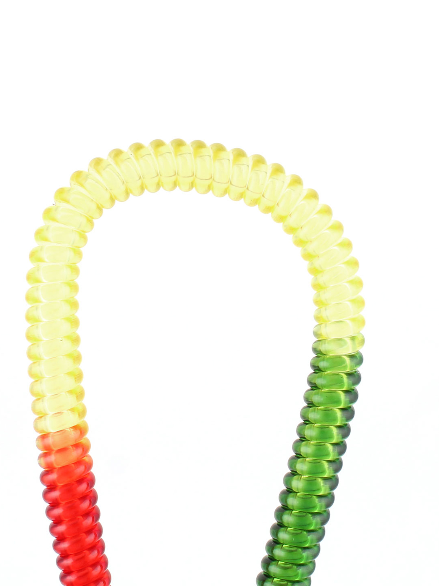 Stretch Coiled Cord Keychain Strap Key Holder 35cm Long Green Yellow