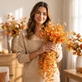 thumbnail image 5 of Fall Decor Artificial Fake Hanging Flowers, 2 Pcs Silk Fake Flowers Realistic Daisy Mums UV Resistant Faux Silk Flowers Fall Decoration for Home Garden Porch, 5 of 7