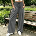 thumbnail image 5 of VBVC Women's Cotton Linen Smocked Waist Pants , Drawstring Wide Leg Boho Trousers For Women , Ladies' Casual Summer Beach Pants with Pockets, Dark Gray , S-2XL, 5 of 8
