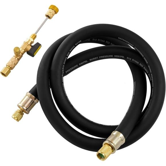 HVAC Vacuum Hose Evacuation Kit, 1/2'' ID Vacuum Refrigerant Charging Hose with Valve Core Removal Tool 1/4 and 5/16, High Flow HVAC Vacuum Pump Kit with 3/8 to 1/4