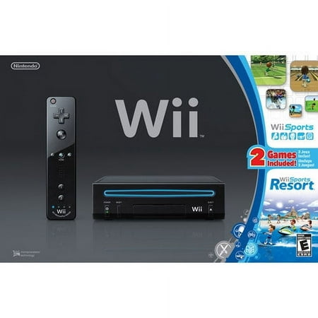 Restored WII Nintendo Console Black w/Wii Sports and Wii Sports Resort (Refurbished)