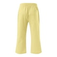 thumbnail image 4 of XIMIN Kids Daily Elastic Waist Pockets Straight Solid Color Casual Comfortable Pants Spring and Summer Loose 3/4 Trousers Girls Fall Clothes (12-13 Years, Yellow), 4 of 5
