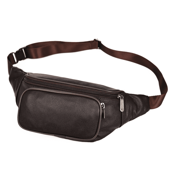 Leather Running Fanny PackAdjustable,Sport Waist Pack ,for Running, Traveling , Cycling - brown