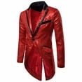 thumbnail image 3 of BOBOGOJP Blazer for Men Plain Color Lapel Long Sleeve Button Suit Coat (Red,M), 3 of 4