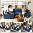 thumbnail image 5 of 96" L-Shaped Sectional Sofa, Oversized Modular Corduroy Couch with Chaise Lounge & 2 Throw Pillows, No Assembly Convertible Corner Sofa for Living Room Apartment,Blue, 5 of 9