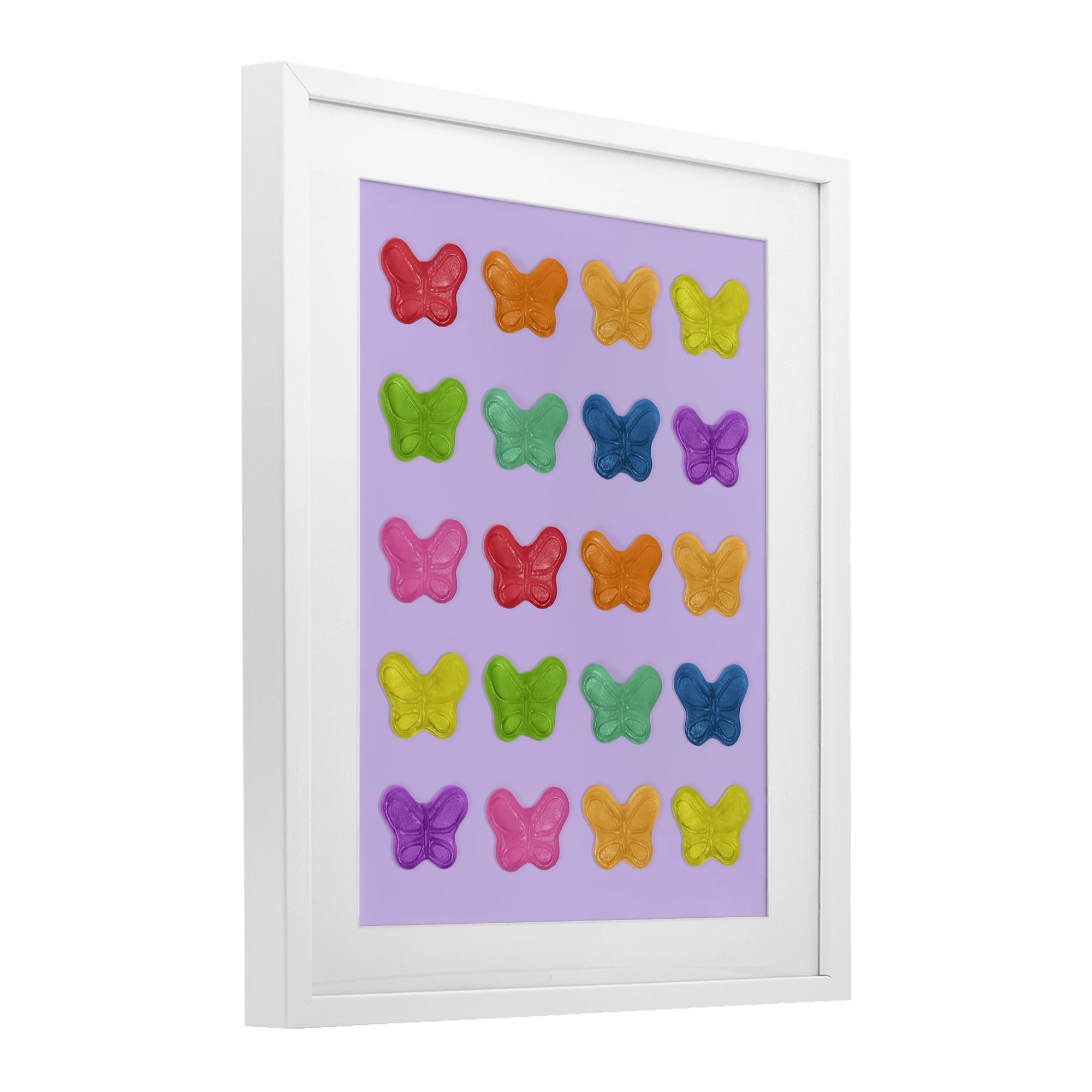 Stupell Industries Colorful Butterflies on Lilac White Framed Print Under Glass, design by LISH Creative