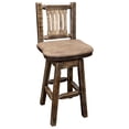 thumbnail image 3 of Homestead Collection Counter Height Barstool w/ Back & Swivel - Buckskin Upholstery, Stain & Lacquer Finish, 3 of 4
