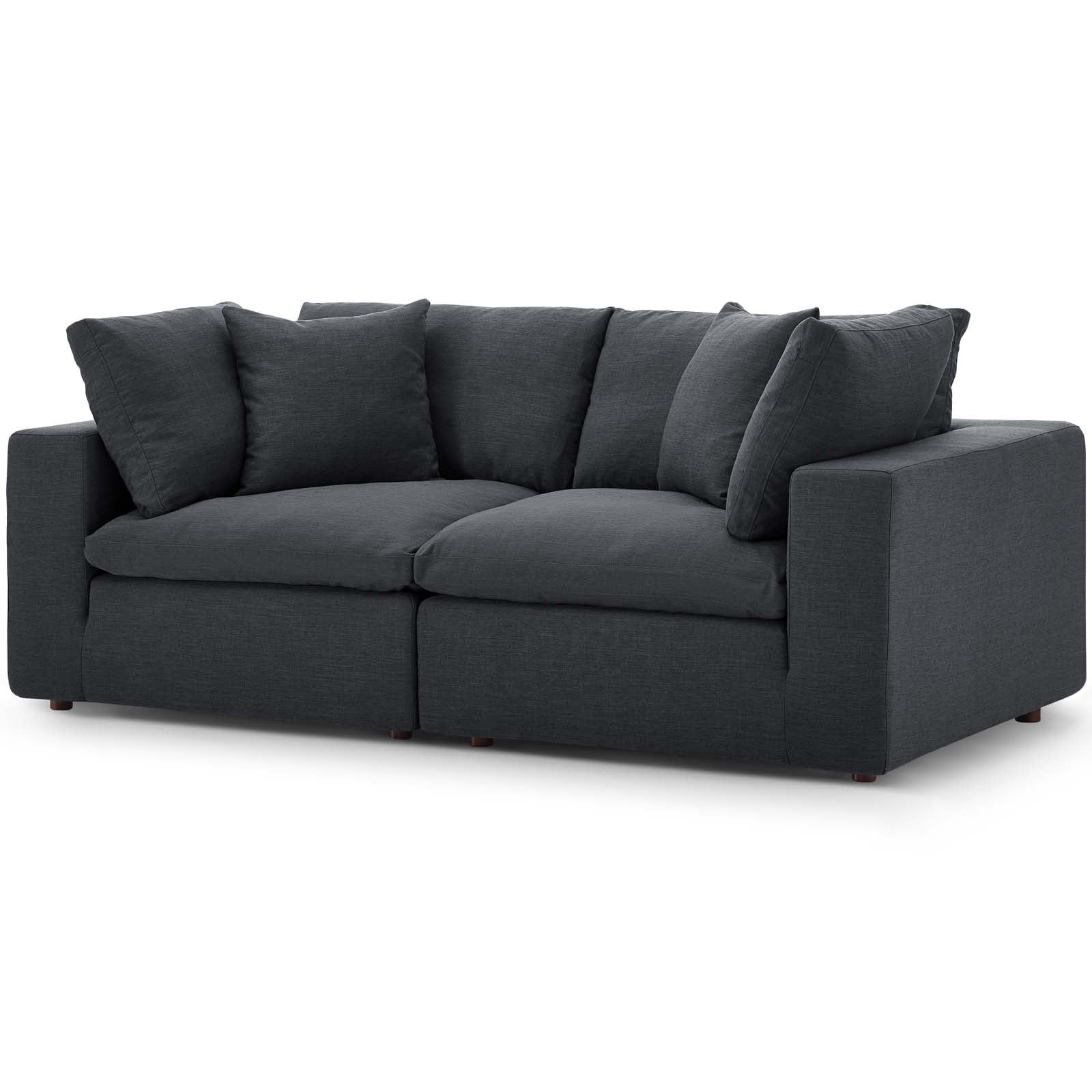 Gray Linen Fabric Sofa Set with Down Fill Cushions