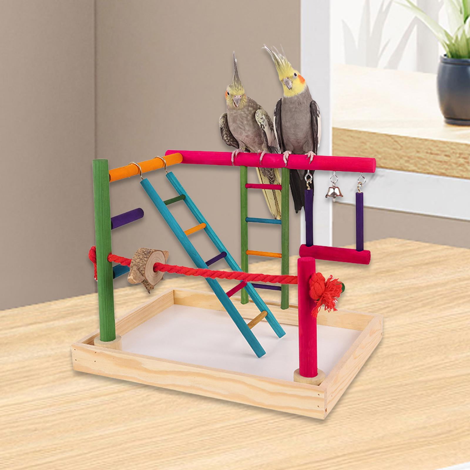 Bvdfgk Parrot Bird Playground Chewing Toys Playpen Ladder Exercise Toy Parrot Playstand