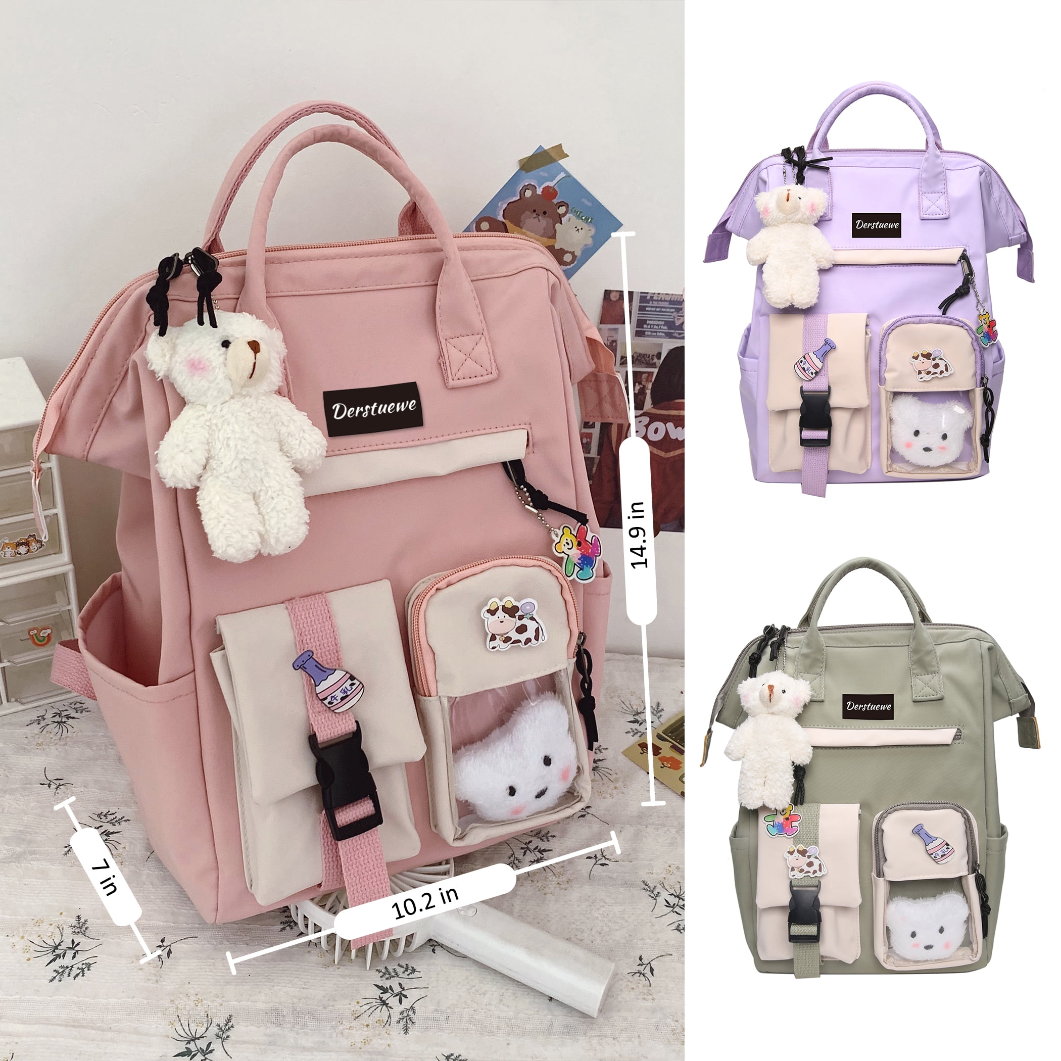 Cute Bear Embroidery Women's Backpack Luxury Designer Backpacks for  Teenagers Girls 2022 Trend PU Leather Bagpack Kawaii Mochila