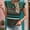 Green, variant on YHAJDS Women's Short Sleeve Tops Round Neck Lace Insert Stripe Casual Tee