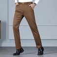 thumbnail image 4 of Otoño 2024 Nuevos pantalones marrones para hombre, pantalones clásicos de cintura alta de sarga, rectos, regulares, para oficina, pantalones casuales, ropa de marca para hombre, 4 of 5