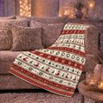 thumbnail image 6 of Red Christmas Stripes with Snowmen and Wreaths, Festive Nordic Style for Holiday Lovers, Winter Icon Rows and Christmas Gift, Soft Flannel Blanket for Family Room and Guest Room, Home Decor, 6 of 9