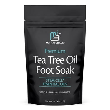 M3 Naturals Premium Tea Tree Oil Foot Soak | 16 oz (1 lb) Epsom Salt Pedicure Foot Soak with Coconut Oil & Stem Cell