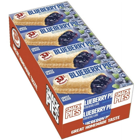 JJ's Bakery Blueberry Snack Pies, Individual Dessert, Fresh-Baked, Perfect for Snacks, Nut-Free, Kosher Parve, 4 Oz Each (Pack of 12)