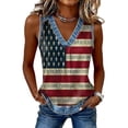 thumbnail image 5 of Womens Tops Gsakboxl Women's Summer Casual V‑Neck Sleeveless Tank Top Denim Trim & Independence Day Flag Print Fashion Vest Shirt Navy XL, 5 of 6