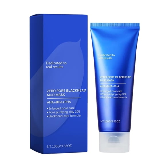 Zero Pore Blackhead Mud Facial Mask - Skin Cooling & Tightening - 3 Minute Quick Dry Pore Care Formula with AHA, BHA, PHA, and Pore-Purifying Clay - Face Mask 3.53 oz