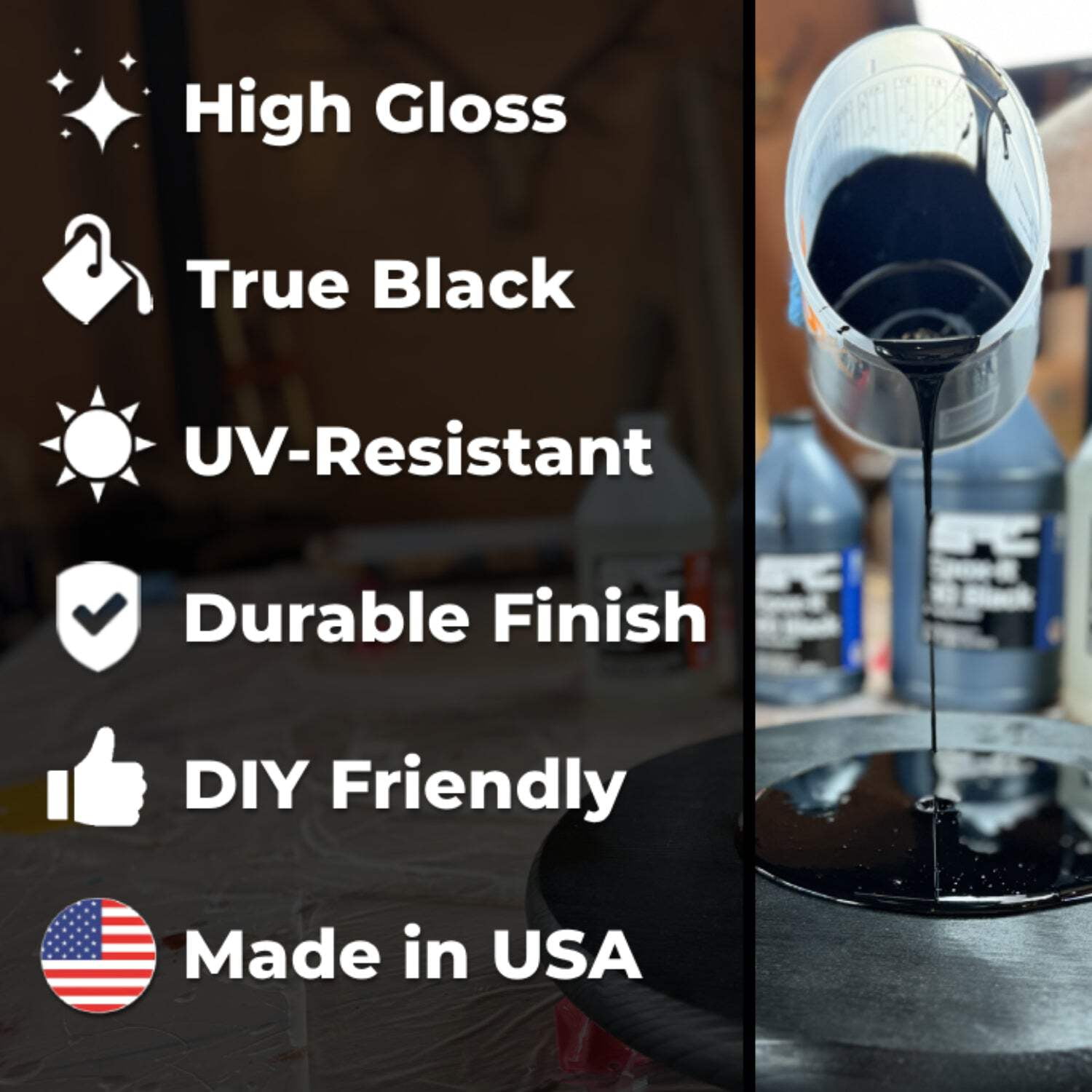 SPRESIN Black Epoxy Resin 32 Oz (16 Oz Part A + 16 Oz Part B) High-Gloss Pure Black Resin, No Epoxy Dye, Pigment, or Mica Powder Needed, for DIY Bubble, Tabletops, Art, Jewelry Making