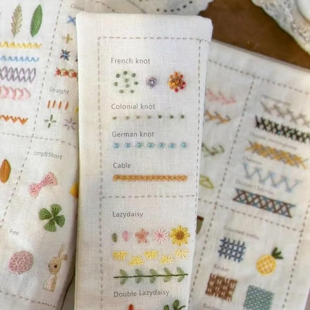 Embroidery Sewing Book, Stitch Book Embroidery, Embroidery Starter Kit Enthusiasts & Beginners Ideal for DIY, Gift Choice
