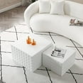 thumbnail image 2 of Nesting Coffee Table Set of 2, Matte White Square Wooden Coffee Tables, Modern Luxury Side Tables Accent End Table for Living Room Apartment, 2 of 7