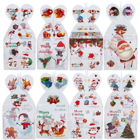 

8pcs Christmas Party Favor Boxes Transparent Box With Christmas Pattern