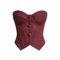 thumbnail image 4 of LEAVINGSUO Corset Tops for Women Vintage Court Style Plaid Strapless Shaping Top Boned Slim Waist Pointed Hem Bustier Club Daily Outfit Wine S, 4 of 6