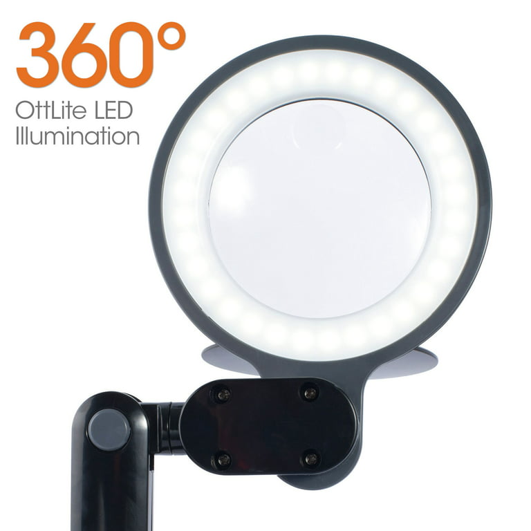 OttLite 9 Hands-Free LED Magnifier with 4 Lens