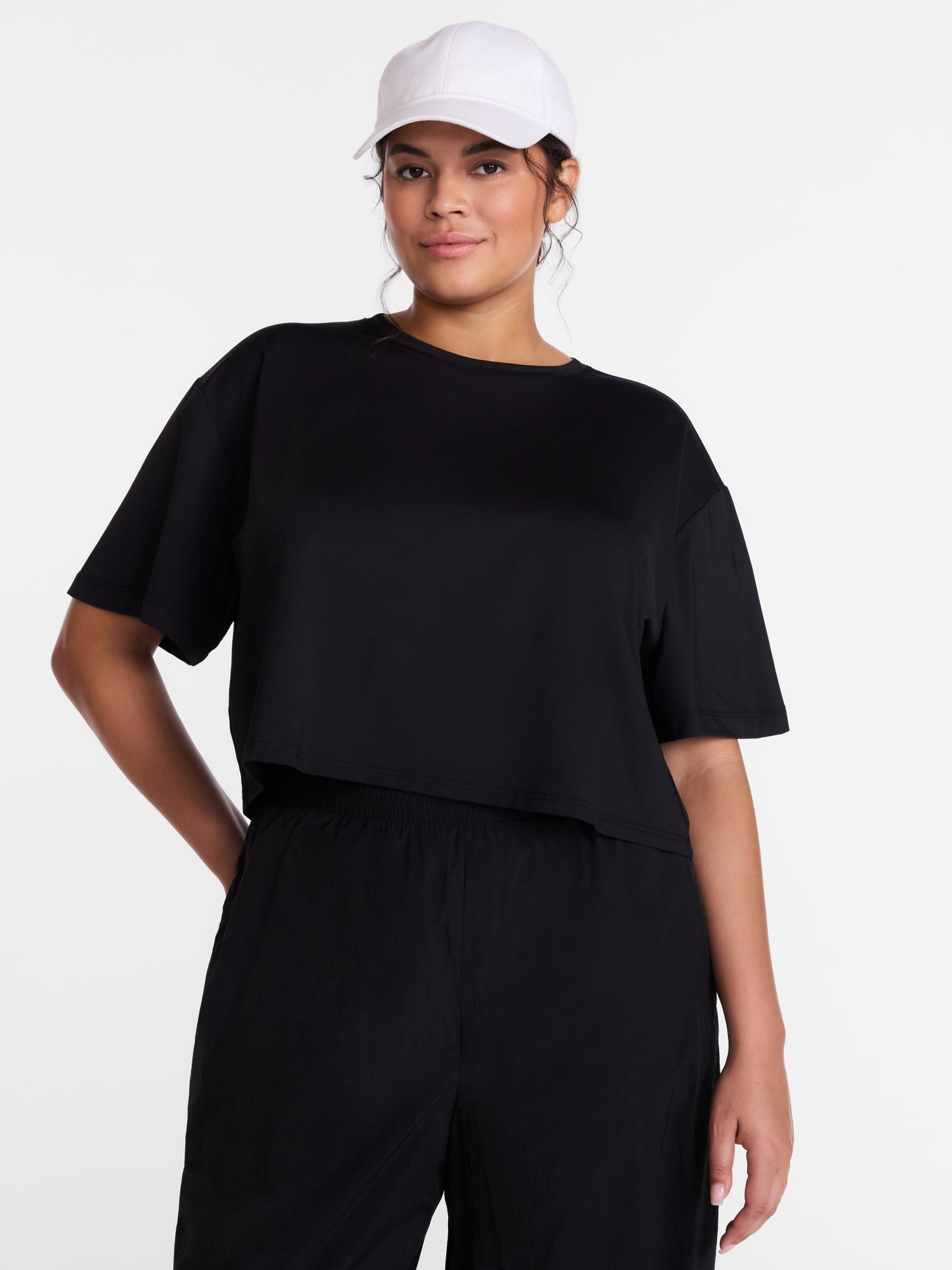 Avia Women's Cropped Boxy Tee with Short Sleeves, Sizes XS-XXXL